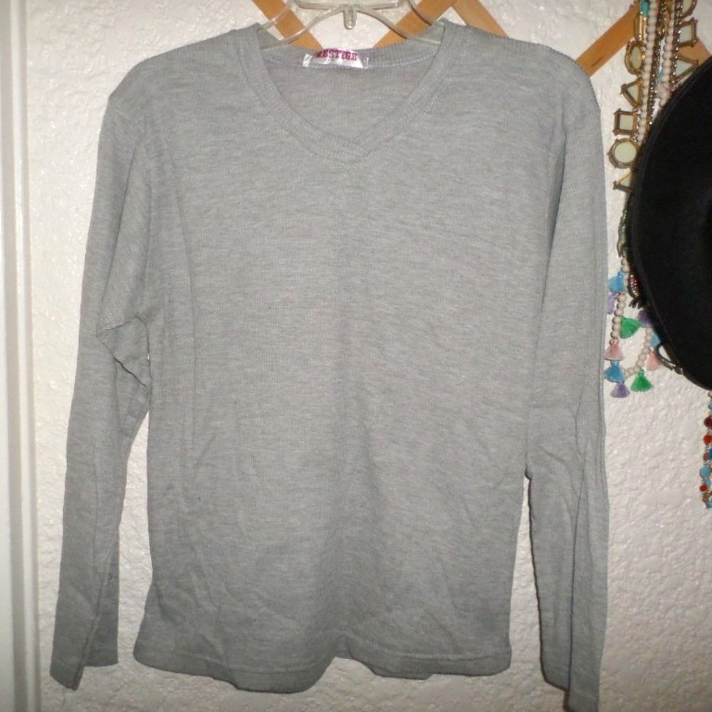 Prestige Cotton Blend V Neck Tee Gray Sz XL